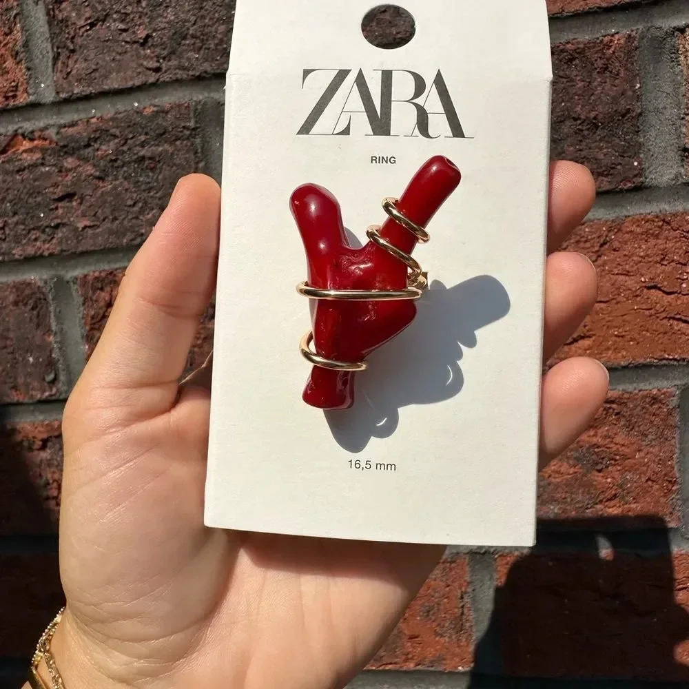 ZARA RED CORAL FINGER RING - Picture 13 of 14